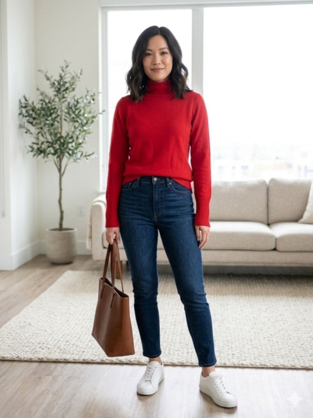 French Connection Red Turtleneck Sweater. Size M